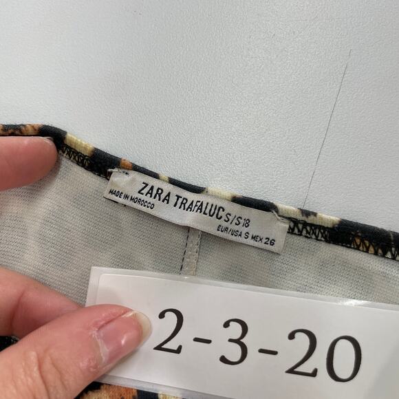 Zara Dress Womens Small Yellow Black Leopard Square Neck Mini Stretch Knit - Picture 5 of 8